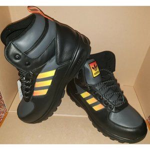 ADIDAS CHASKER PREMIUM LEATHER BOOTS BLACK/ORANGE MEN'S SIZE 10 NWOB